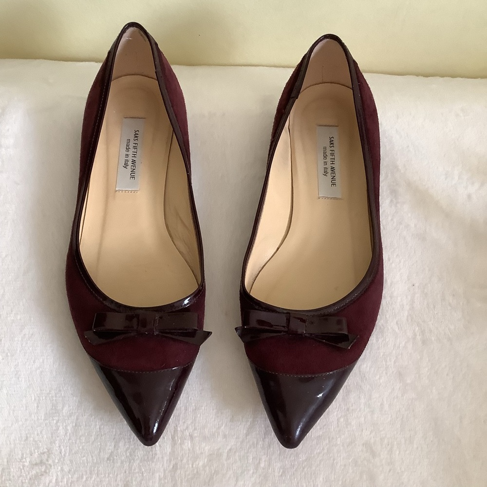 Saks Fifth Avenue ITALY Bordeaux Flats - Picture 7 of 8